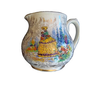 Sadler England Vintage Ceramic Creamer Pitcher Jug – Floral Black & White